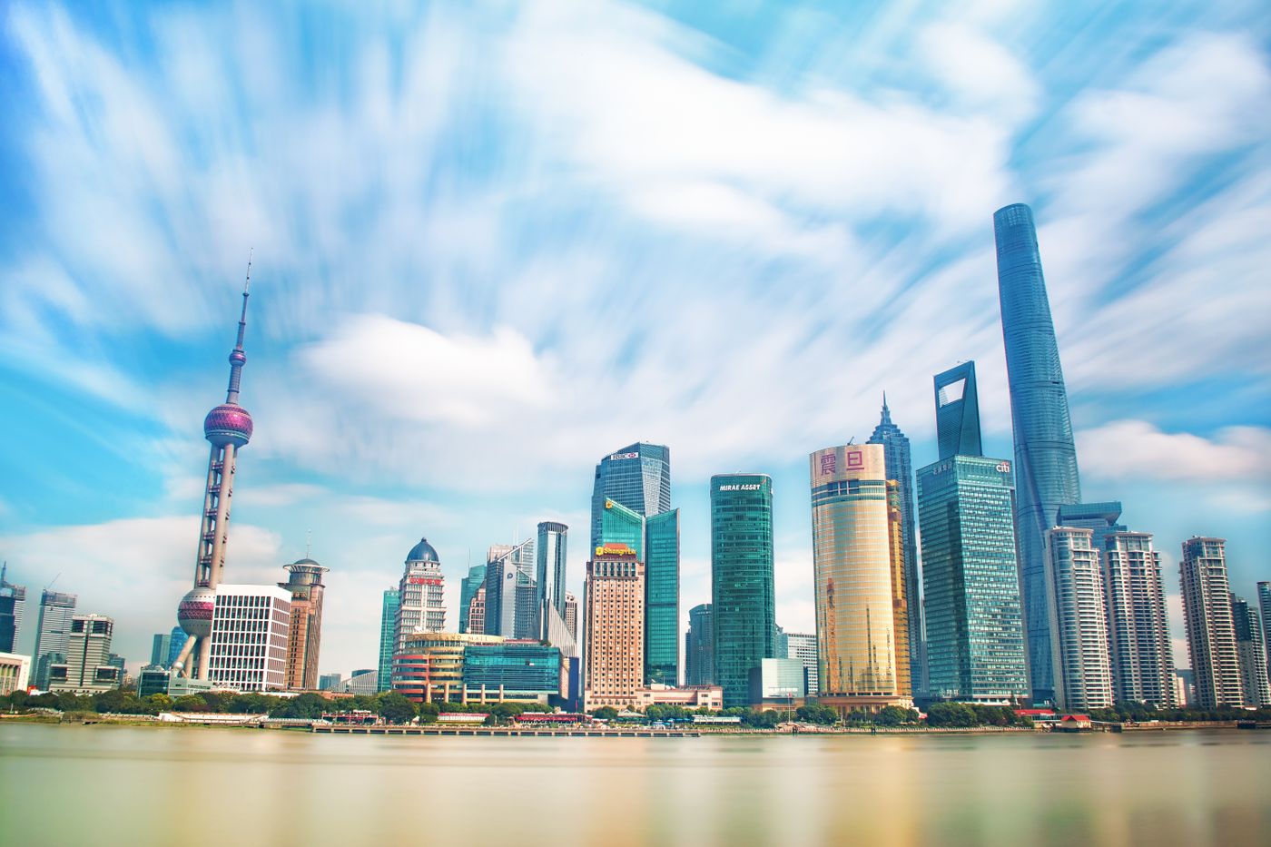 Shanghai’s Pudong skyline across the Huangpu River